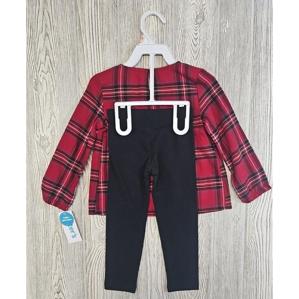 🎄 Carter's Toddler Christmas Holiday Plaid Top & Leggings Set 2T NWT‎